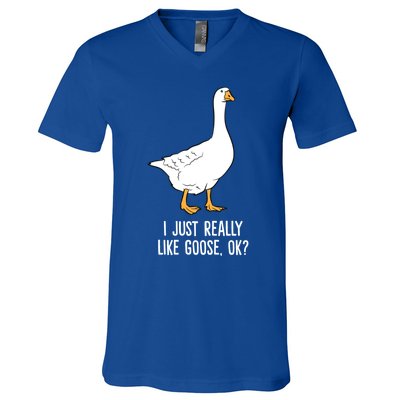 Goose I Just Really Like Goose Birds Gift V-Neck T-Shirt