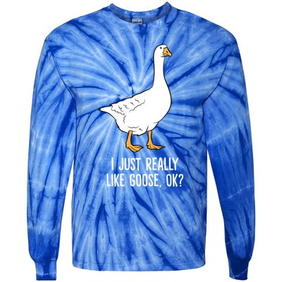 Goose I Just Really Like Goose Birds Gift Tie-Dye Long Sleeve Shirt