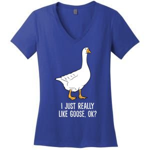 Goose I Just Really Like Goose Birds Gift Women's V-Neck T-Shirt