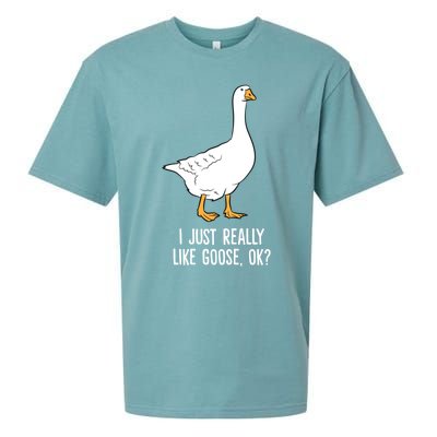 Goose I Just Really Like Goose Birds Gift Sueded Cloud Jersey T-Shirt