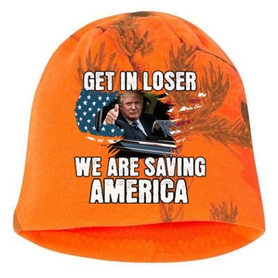 Get In Loser We Are Taking America Back Trump 2024 Gift Kati - Camo Knit Beanie