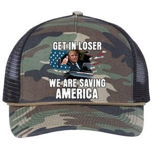 Get In Loser We Are Taking America Back Trump 2024 Gift Retro Rope Trucker Hat Cap