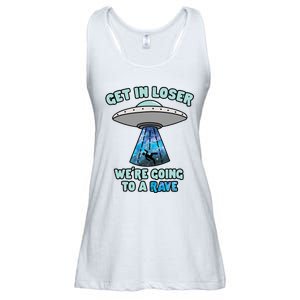 Get In Loser Funny Alien Ufo Edm Music Rave Gift Ladies Essential Flowy Tank