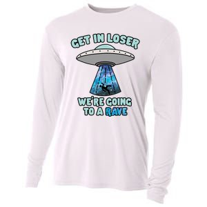 Get In Loser Funny Alien Ufo Edm Music Rave Gift Cooling Performance Long Sleeve Crew