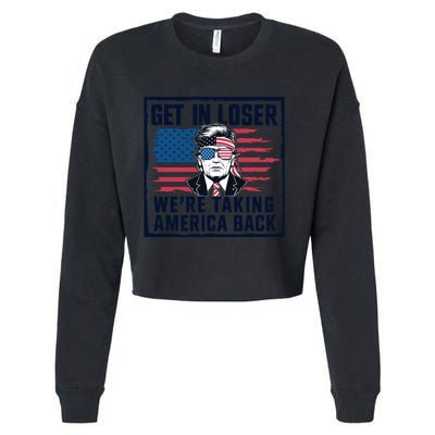 Get In Loser Patriotic Motif Cropped Pullover Crew