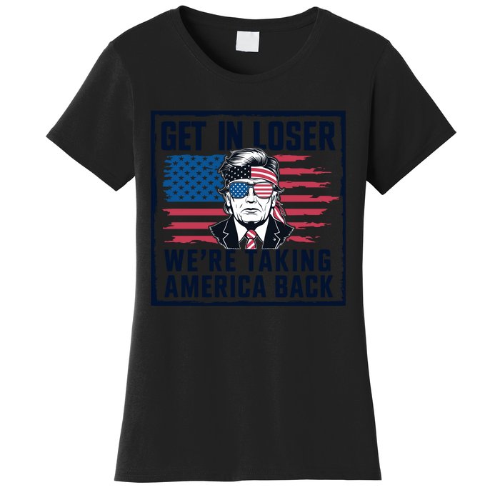 Get In Loser Patriotic Motif Women's T-Shirt