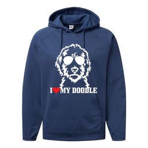 Goldendoodle I Love My Doodle Mom Labradoodle Dog Funny Gift Cool Gift Performance Fleece Hoodie