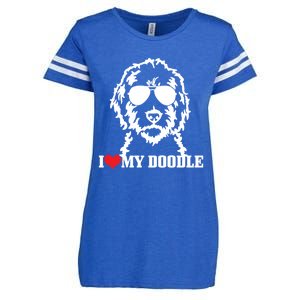 Goldendoodle I Love My Doodle Mom Labradoodle Dog Funny Gift Cool Gift Enza Ladies Jersey Football T-Shirt