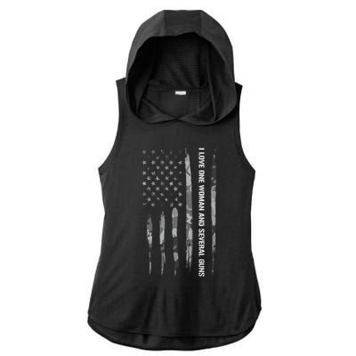 Guns: I Love One And Several Guns Cute Gift American Flag Great Gift Ladies PosiCharge Tri-Blend Wicking Draft Hoodie Tank