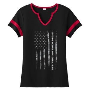 Guns: I Love One And Several Guns Cute Gift American Flag Great Gift Ladies Halftime Notch Neck Tee