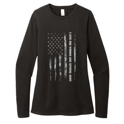 Guns: I Love One And Several Guns Cute Gift American Flag Great Gift Womens CVC Long Sleeve Shirt