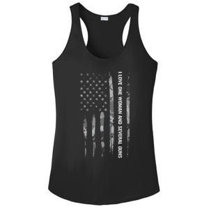 Guns: I Love One And Several Guns Cute Gift American Flag Great Gift Ladies PosiCharge Competitor Racerback Tank