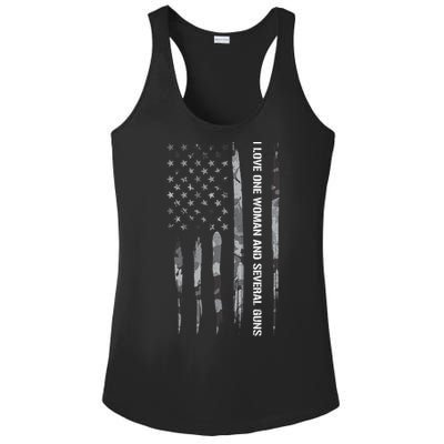 Guns: I Love One And Several Guns Cute Gift American Flag Great Gift Ladies PosiCharge Competitor Racerback Tank