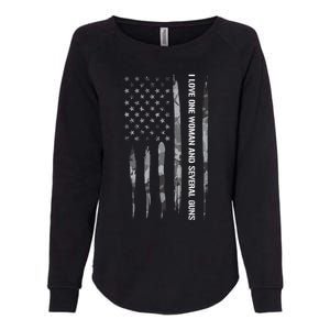 Guns: I Love One And Several Guns Cute Gift American Flag Great Gift Womens California Wash Sweatshirt