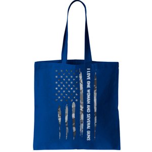 Guns: I Love One And Several Guns Cute Gift American Flag Great Gift Tote Bag