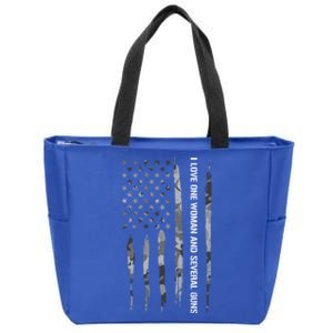 Guns: I Love One And Several Guns Cute Gift American Flag Great Gift Zip Tote Bag