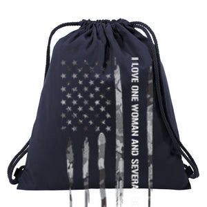 Guns: I Love One And Several Guns Cute Gift American Flag Great Gift Drawstring Bag