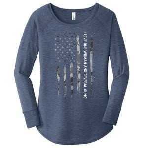 Guns: I Love One And Several Guns Cute Gift American Flag Great Gift Women's Perfect Tri Tunic Long Sleeve Shirt