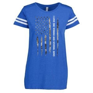 Guns: I Love One And Several Guns Cute Gift American Flag Great Gift Enza Ladies Jersey Football T-Shirt