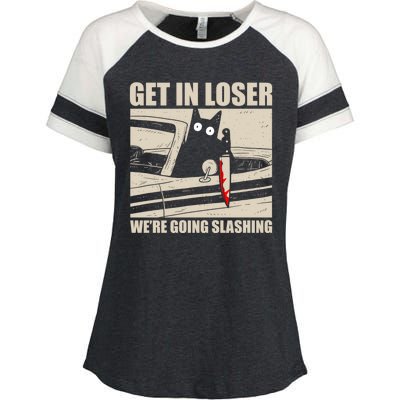 Get In Loser WeRe Going Slashing Cat Murderous Enza Ladies Jersey Colorblock Tee