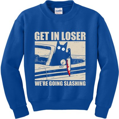 Get In Loser WeRe Going Slashing Cat Murderous Kids Sweatshirt