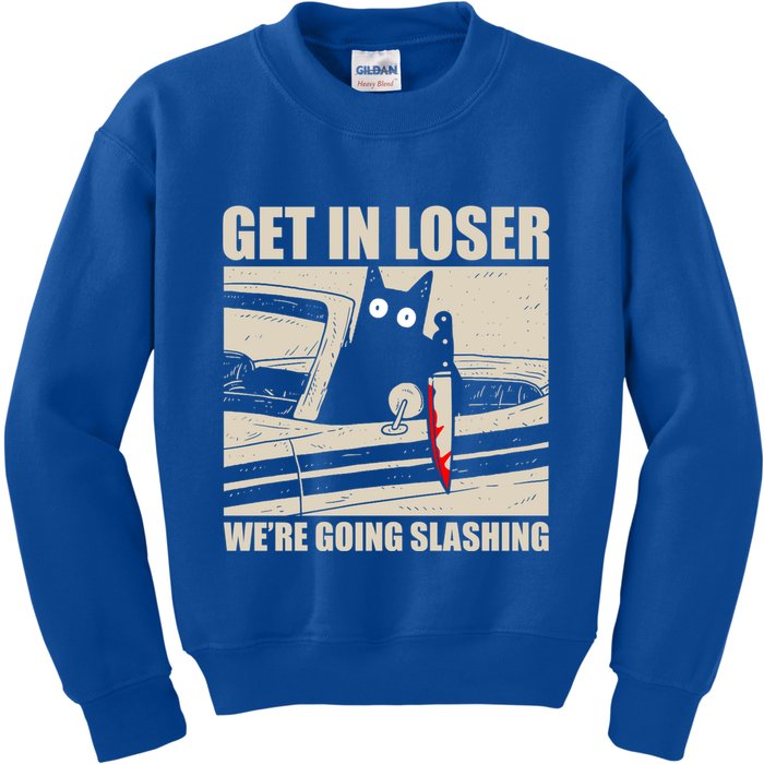 Get In Loser WeRe Going Slashing Cat Murderous Kids Sweatshirt