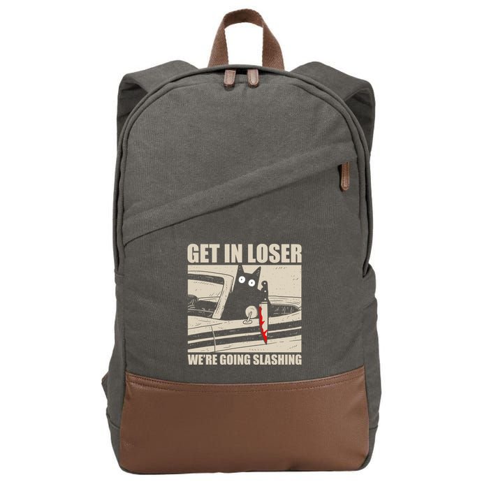 Get In Loser WeRe Going Slashing Cat Murderous Cotton Canvas Backpack