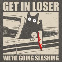 Get In Loser WeRe Going Slashing Cat Murderous Cotton Canvas Backpack