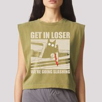 Get In Loser WeRe Going Slashing Cat Murderous Garment-Dyed Women's Muscle Tee