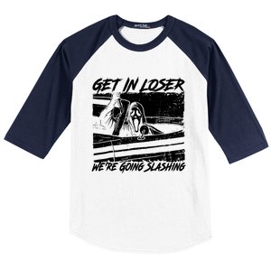 Get In Loser WeRe Going Slashing Horror Halloween Character Baseball Sleeve Shirt