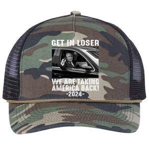 Get In Loser We Are Talking America Back Trump 2024 Retro Rope Trucker Hat Cap