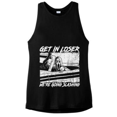 Get In Loser WeRe Going Slashing Horror Halloween Character Ladies PosiCharge Tri-Blend Wicking Tank