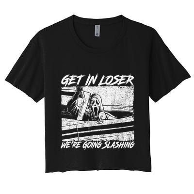 Get In Loser WeRe Going Slashing Horror Halloween Character Crop Top