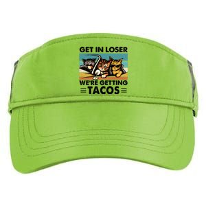 Get In Loser Were Getting Tacos Funny Cat Meme Adult Drive Performance Visor