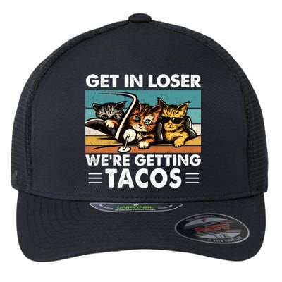 Get In Loser Were Getting Tacos Funny Cat Meme Flexfit Unipanel Trucker Cap