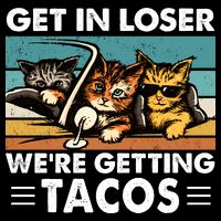 Get In Loser Were Getting Tacos Funny Cat Meme Daily Commute Backpack