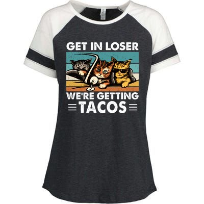 Get In Loser Were Getting Tacos Funny Cat Meme Enza Ladies Jersey Colorblock Tee