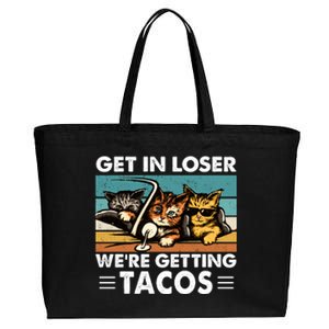 Get In Loser Were Getting Tacos Funny Cat Meme Cotton Canvas Jumbo Tote