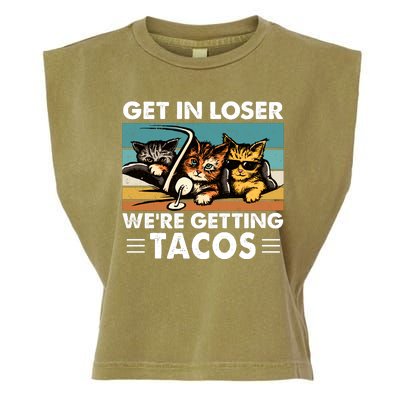 Get In Loser Were Getting Tacos Funny Cat Meme Garment-Dyed Women's Muscle Tee