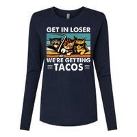 Get In Loser Were Getting Tacos Funny Cat Meme Womens Cotton Relaxed Long Sleeve T-Shirt