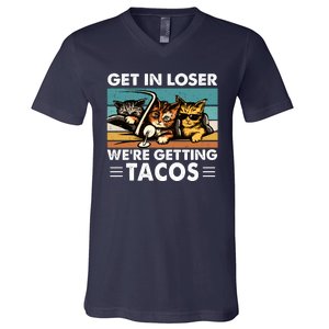 Get In Loser Were Getting Tacos Funny Cat Meme V-Neck T-Shirt