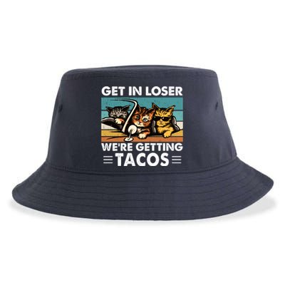 Get In Loser Were Getting Tacos Funny Cat Meme Sustainable Bucket Hat