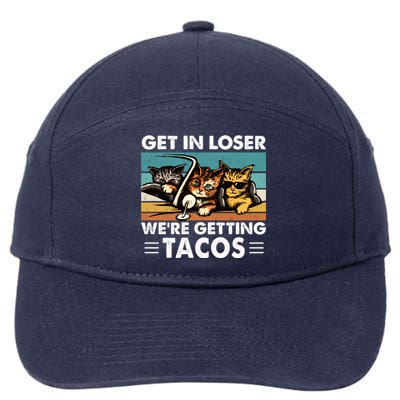 Get In Loser Were Getting Tacos Funny Cat Meme 7-Panel Snapback Hat