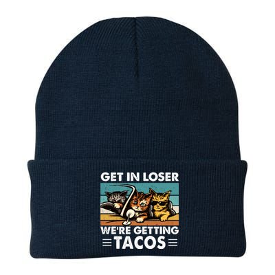 Get In Loser Were Getting Tacos Funny Cat Meme Knit Cap Winter Beanie