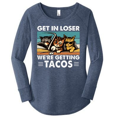 Get In Loser Were Getting Tacos Funny Cat Meme Women's Perfect Tri Tunic Long Sleeve Shirt