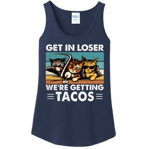 Get In Loser Were Getting Tacos Funny Cat Meme Ladies Essential Tank