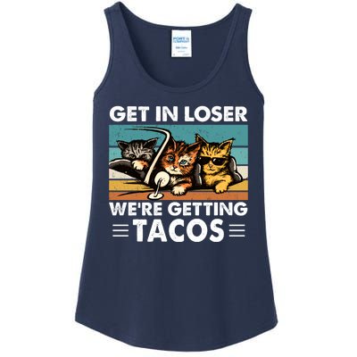 Get In Loser Were Getting Tacos Funny Cat Meme Ladies Essential Tank