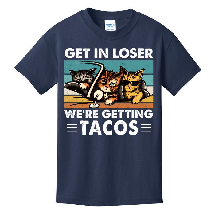 Get In Loser Were Getting Tacos Funny Cat Meme Kids T-Shirt