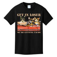 Get in Loser We're Getting Tacos Cool Three Cats Riding Car Kids T-Shirt