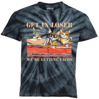 Get in Loser We're Getting Tacos Cool Three Cats Riding Car Kids Tie-Dye T-Shirt